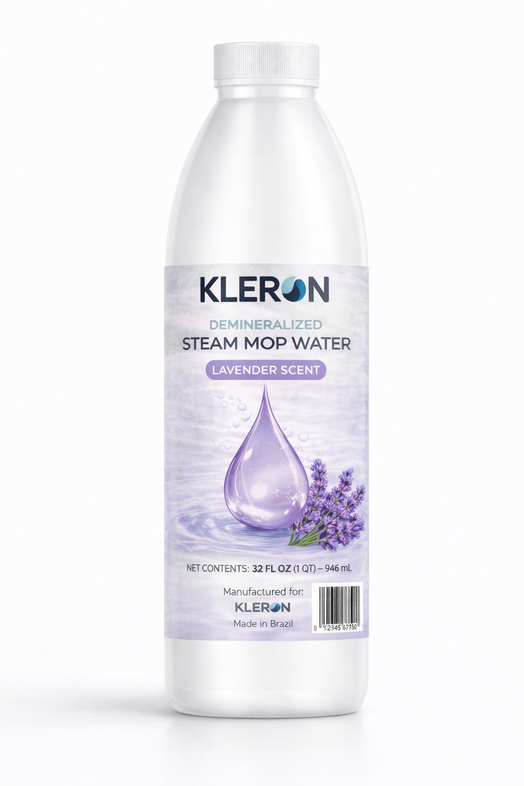 KLERON Demineralized Steam Mop Water Lavender Scent – 32 oz (946 mL) – Anti-Residue Formula for Steam Cleaners