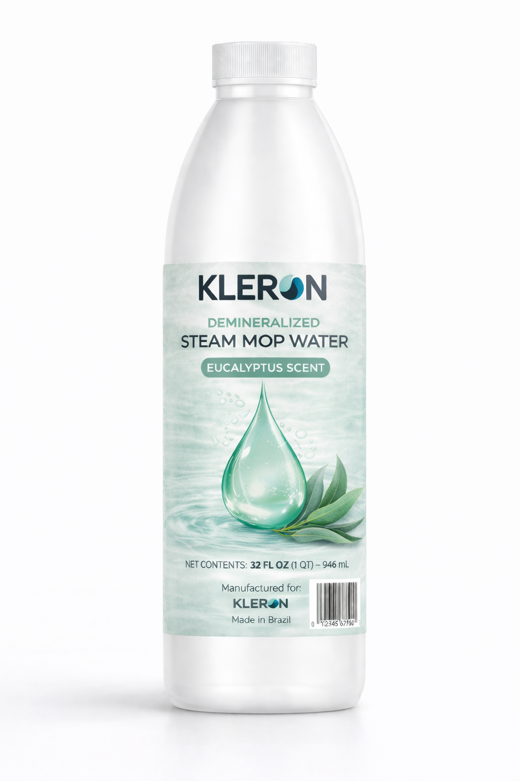 KLERON Demineralized Steam Mop Water Eucalyptus Scent – 32 oz (946 mL) – Fresh Cleaning Solution for Steam Mops