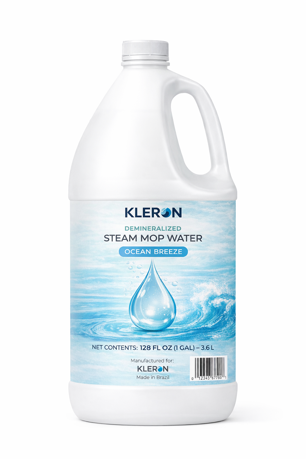 KLERON Demineralized Steam Mop Water Ocean Breeze – 128 oz (1 Gallon / 3.6 L) – Anti-Scale Formula for Steam Cleaners, Long-Lasting Refill