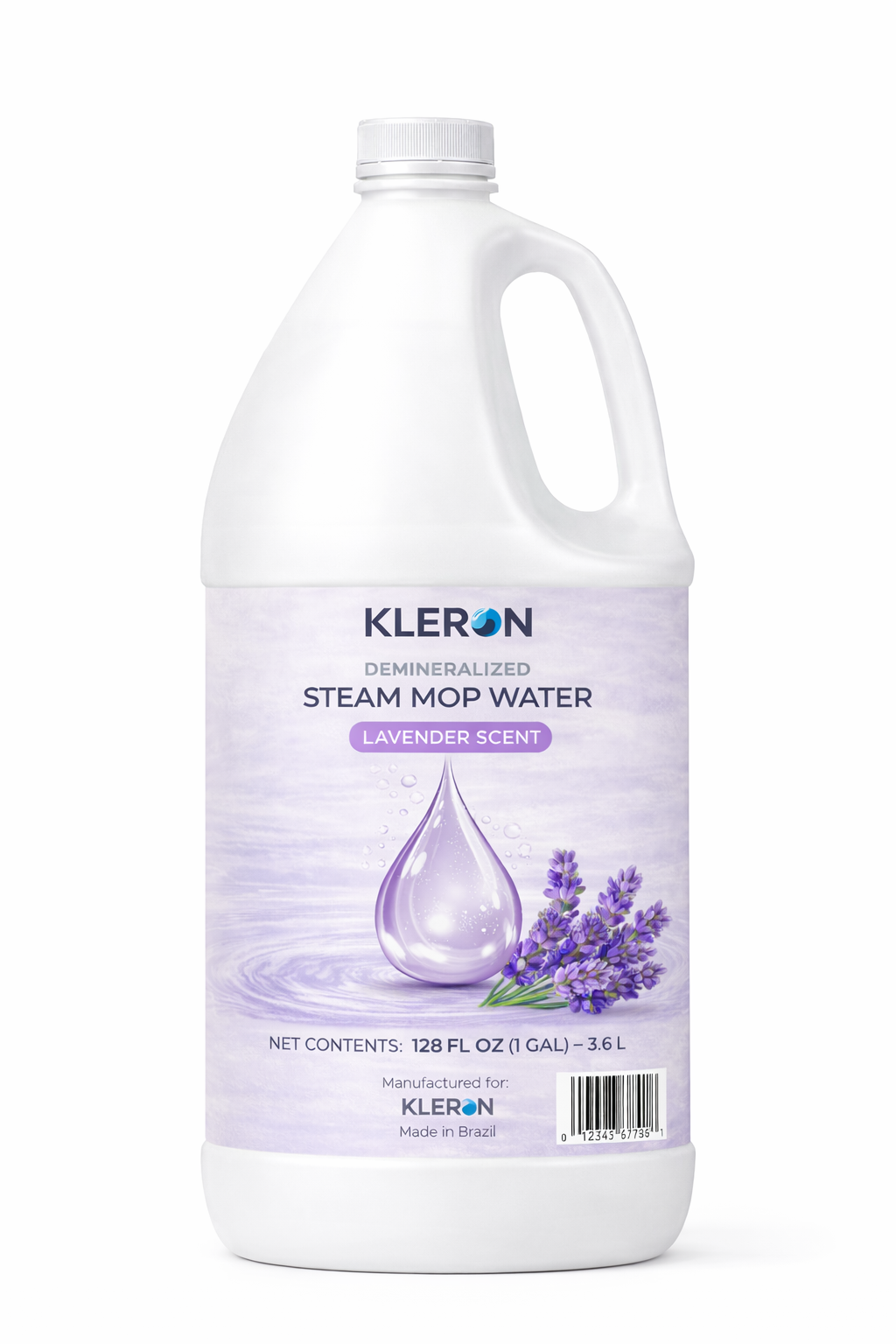KLERON Demineralized Steam Mop Water Lavender Scent – 128 oz (1 Gallon / 3.6 L) – Residue-Free Steam Cleaner Refill