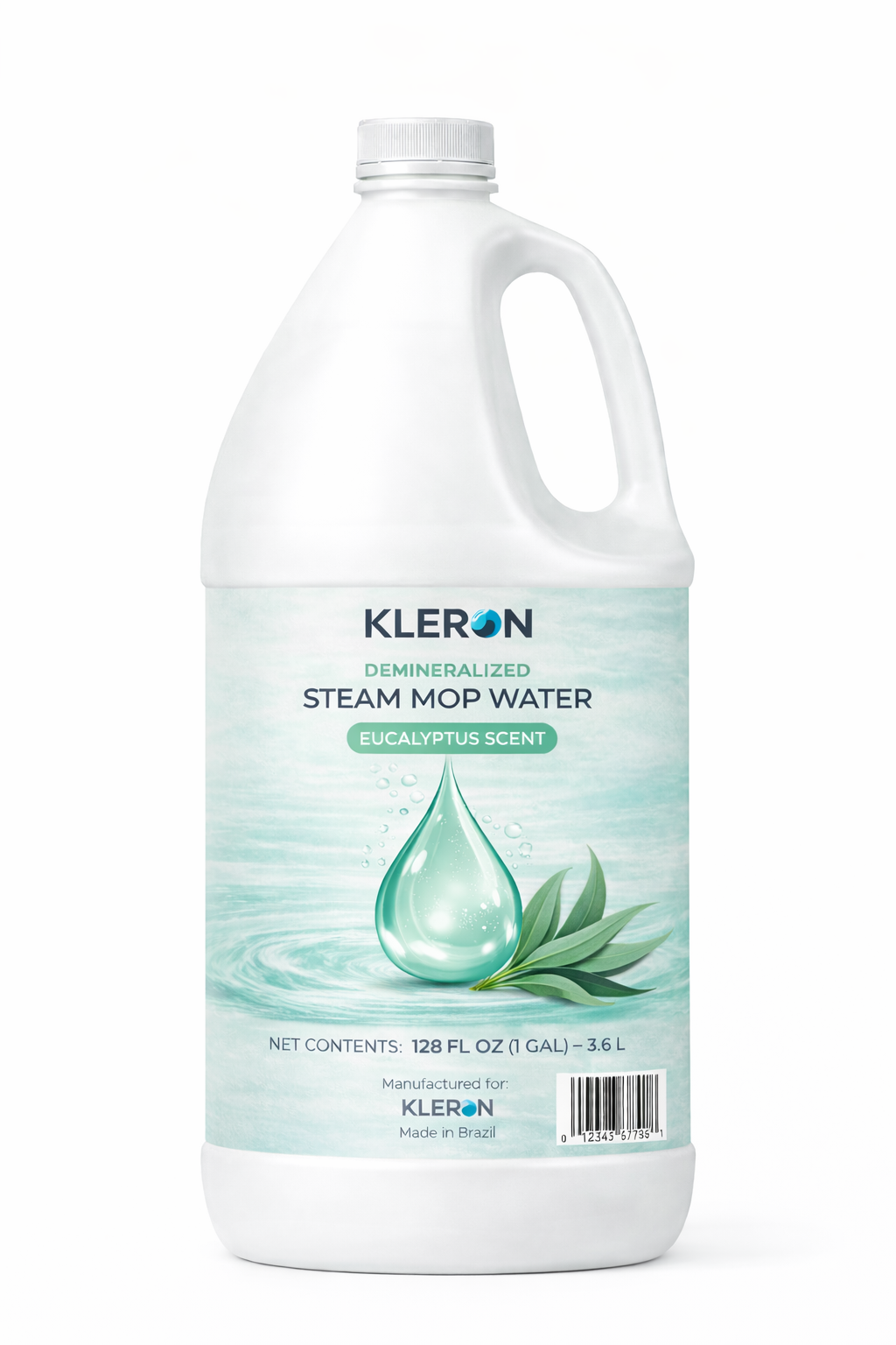 KLERON Demineralized Steam Mop Water Eucalyptus Scent – 128 oz (1 Gallon / 3.6 L) – Fresh Steam Cleaner Refill Solution