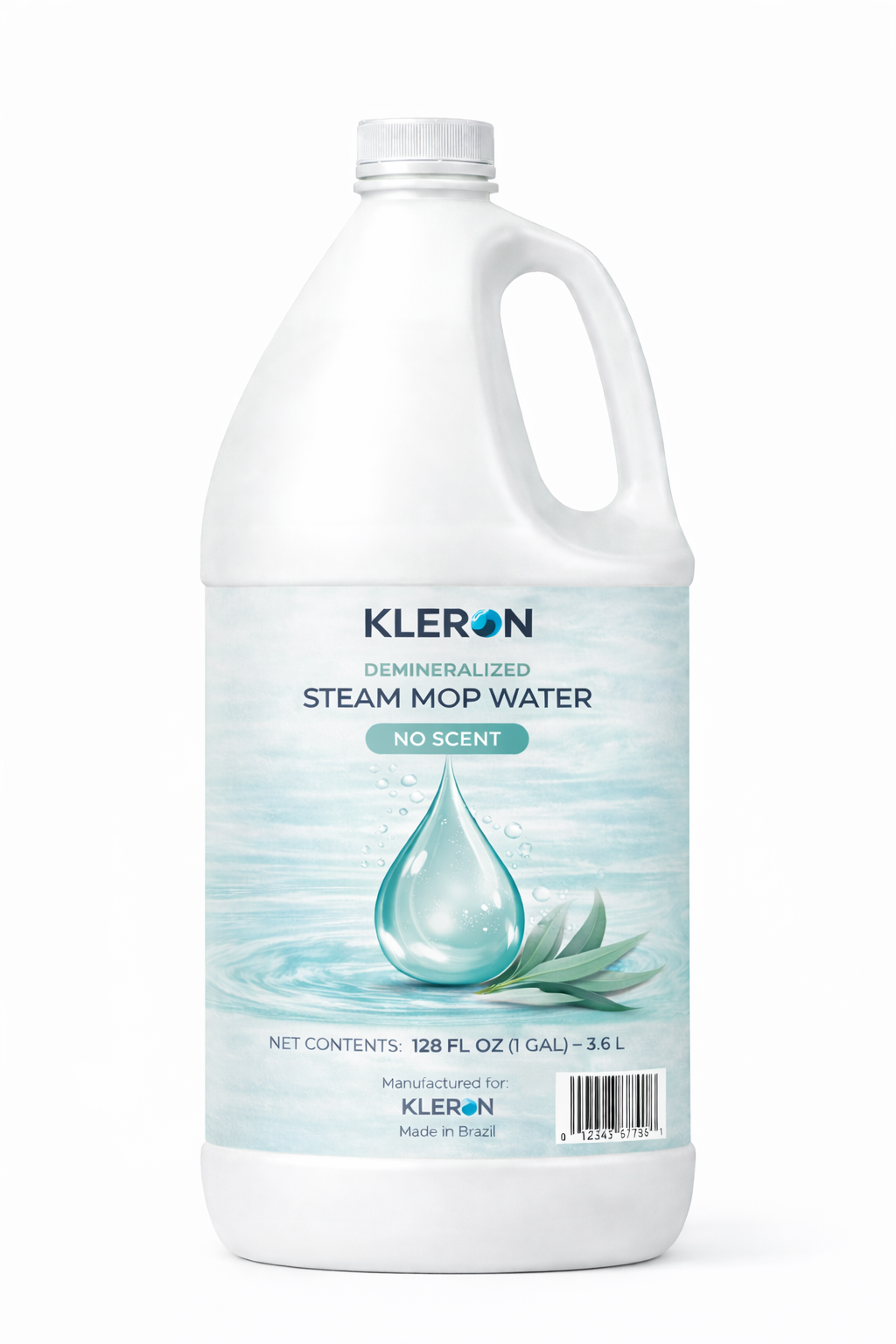 KLERON Demineralized Steam Mop Water No Scent – 128 oz (1 Gallon / 3.6 L) – Pure Anti-Scale Steam Cleaner Refill